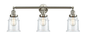 3-Light 30" Brushed Satin Nickel Bath Vanity Light - Clear Canton Glass LED