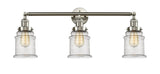 205-SN-G184 3-Light 30" Brushed Satin Nickel Bath Vanity Light - Seedy Canton Glass - LED Bulb - Dimmensions: 30 x 9 x 10 - Glass Up or Down: Yes