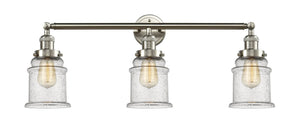 3-Light 30" Brushed Satin Nickel Bath Vanity Light - Seedy Canton Glass LED