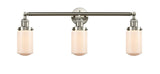 3-Light 31" Brushed Satin Nickel Bath Vanity Light - Matte White Cased Dover Glass LED