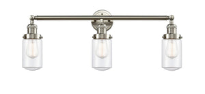 3-Light 31" Brushed Satin Nickel Bath Vanity Light - Clear Dover Glass LED