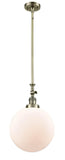 Stem Hung 12" Brushed Satin Nickel Mini Pendant - Matte White Cased Beacon Glass LED