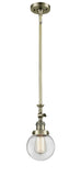 Stem Hung 6" Beacon Mini Pendant - Globe-Orb Clear Glass - Choice of Finish And Incandesent Or LED Bulbs