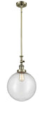 Stem Hung 12" Beacon Pendant - Globe-Orb Seedy Glass - Choice of Finish And Incandesent Or LED Bulbs
