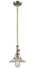 Stem Hung 8.5" Halophane Mini Pendant - Cone Clear Halophane Glass - Choice of Finish And Incandesent Or LED Bulbs