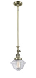 Stem Hung 7.5" Brushed Satin Nickel Mini Pendant - Clear Small Oxford Glass LED