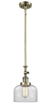 Stem Hung 8" Brushed Satin Nickel Mini Pendant - Clear Large Bell Glass LED