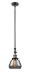 206-BAB-G173 Stem Hung 7" Black Antique Brass Mini Pendant - Plated Smoke Fulton Glass - LED Bulb - Dimmensions: 7 x 7 x 14<br>Minimum Height : 22.375<br>Maximum Height : 46.5 - Sloped Ceiling Compatible: Yes