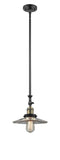 206-BAB-G2 Stem Hung 8.5" Black Antique Brass Mini Pendant - Clear Halophane Glass - LED Bulb - Dimmensions: 8.5 x 8.5 x 12<br>Minimum Height : 19.125<br>Maximum Height : 43.25 - Sloped Ceiling Compatible: Yes