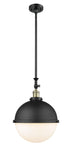 1-Light 12.875" Matte Black Pendant - Matte White Hampden Glass LED