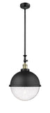 1-Light 12.875" Matte Black Pendant - Seedy Hampden Glass LED