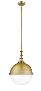 1-Light 12.875" Brushed Brass Pendant - Clear Hampden LED