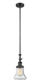 206-BK-G194 Stem Hung 6.5" Matte Black Mini Pendant - Seedy Bellmont Glass - LED Bulb - Dimmensions: 6.5 x 6.5 x 14<br>Minimum Height : 23.375<br>Maximum Height : 47.5 - Sloped Ceiling Compatible: Yes