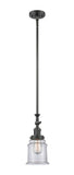 206-OB-G182 Stem Hung 6.5" Oil Rubbed Bronze Mini Pendant - Clear Canton Glass - LED Bulb - Dimmensions: 6.5 x 6.5 x 14<br>Minimum Height : 24.375<br>Maximum Height : 48.5 - Sloped Ceiling Compatible: Yes