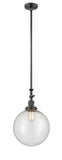 206-OB-G204-12 Stem Hung 12" Oil Rubbed Bronze Mini Pendant - Seedy Beacon Glass - LED Bulb - Dimmensions: 12 x 12 x 18<br>Minimum Height : 28.875<br>Maximum Height : 53 - Sloped Ceiling Compatible: Yes