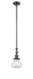 Stem Hung 6.75" Brushed Satin Nickel Mini Pendant - Clear Olean Glass LED