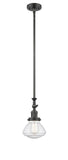 Stem Hung 6.75" Brushed Satin Nickel Mini Pendant - Seedy Olean Glass LED