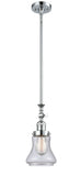 206-PC-G194 Stem Hung 6.5" Polished Chrome Mini Pendant - Seedy Bellmont Glass - LED Bulb - Dimmensions: 6.5 x 6.5 x 14<br>Minimum Height : 23.375<br>Maximum Height : 47.5 - Sloped Ceiling Compatible: Yes