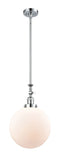 Stem Hung 12" Brushed Satin Nickel Mini Pendant - Matte White Cased Beacon Glass LED