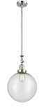 Stem Hung 12" Brushed Satin Nickel Mini Pendant - Seedy Beacon Glass LED