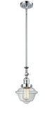 206-PC-G532 Stem Hung 7.5" Polished Chrome Mini Pendant - Clear Small Oxford Glass - LED Bulb - Dimmensions: 7.5 x 7.5 x 12<br>Minimum Height : 22.875<br>Maximum Height : 47 - Sloped Ceiling Compatible: Yes