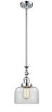 Stem Hung 8" Brushed Satin Nickel Mini Pendant - Clear Large Bell Glass LED