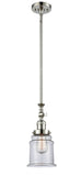 Stem Hung 6.5" Brushed Satin Nickel Mini Pendant - Clear Canton Glass LED