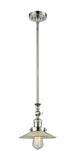 Stem Hung 8.5" Brushed Satin Nickel Mini Pendant - Clear Halophane Glass LED