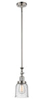 206-PN-G54 Stem Hung 5" Polished Nickel Mini Pendant - Seedy Small Bell Glass - LED Bulb - Dimmensions: 5 x 5 x 14<br>Minimum Height : 22.875<br>Maximum Height : 47 - Sloped Ceiling Compatible: Yes