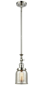 206-PN-G58 Stem Hung 5" Polished Nickel Mini Pendant - Silver Plated Mercury Small Bell Glass - LED Bulb - Dimmensions: 5 x 5 x 13<br>Minimum Height : 22.875<br>Maximum Height : 47 - Sloped Ceiling Compatible: Yes