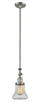 206-SN-G194 Stem Hung 6.5" Brushed Satin Nickel Mini Pendant - Seedy Bellmont Glass - LED Bulb - Dimmensions: 6.5 x 6.5 x 14<br>Minimum Height : 23.375<br>Maximum Height : 47.5 - Sloped Ceiling Compatible: Yes