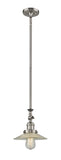 Stem Hung 8.5" Brushed Satin Nickel Mini Pendant - Clear Halophane Glass LED