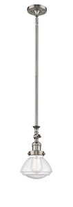 Stem Hung 6.75" Olean Mini Pendant - Bell-Urn Seedy Glass - Choice of Finish And Incandesent Or LED Bulbs