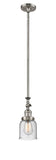 206-SN-G54 Stem Hung 5" Brushed Satin Nickel Mini Pendant - Seedy Small Bell Glass - LED Bulb - Dimmensions: 5 x 5 x 14<br>Minimum Height : 22.875<br>Maximum Height : 47 - Sloped Ceiling Compatible: Yes