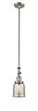 206-SN-G58 Stem Hung 5" Brushed Satin Nickel Mini Pendant - Silver Plated Mercury Small Bell Glass - LED Bulb - Dimmensions: 5 x 5 x 13<br>Minimum Height : 22.875<br>Maximum Height : 47 - Sloped Ceiling Compatible: Yes