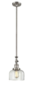 Stem Hung 8" Brushed Satin Nickel Mini Pendant - Clear Large Bell Glass LED