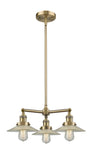 3-Light 21.625" Brushed Satin Nickel Chandelier - Clear Halophane Glass LED