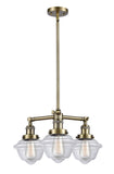 3-Light 20" Brushed Satin Nickel Chandelier - Clear Small Oxford Glass LED