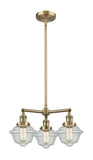 3-Light 20" Brushed Satin Nickel Chandelier - Seedy Small Oxford Glass LED