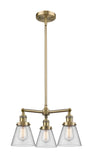 3-Light 19" Brushed Satin Nickel Chandelier - Clear Small Cone Glass LED