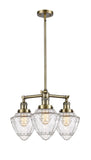 3-Light 20" Brushed Satin Nickel Chandelier - Seedy Small Bullet Glass LED