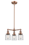 3-Light 19" Brushed Satin Nickel Chandelier - Clear Small Bell Glass LED