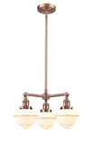 3-Light 20" Brushed Satin Nickel Chandelier - Matte White Cased Small Oxford Glass LED