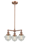 3-Light 20" Brushed Satin Nickel Chandelier - Seedy Small Oxford Glass LED