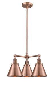 3-Light 21" Antique Copper Chandelier - Antique Copper Appalachian Metal Shade - LED Bulbs