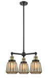 207-BAB-G146 3-Light 24" Black Antique Brass Chandelier - Mercury Plated Chatham Glass - LED Bulb - Dimmensions: 24 x 24 x 15<br>Minimum Height : 23.125<br>Maximum Height : 47.125 - Sloped Ceiling Compatible: Yes