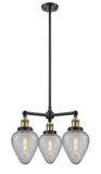 207-BAB-G165 3-Light 26" Black Antique Brass Chandelier - Clear Crackle Geneseo Glass - LED Bulb - Dimmensions: 26 x 26 x 16<br>Minimum Height : 23.875<br>Maximum Height : 47.875 - Sloped Ceiling Compatible: Yes