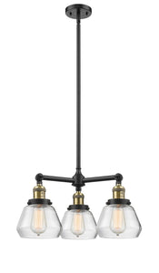 207-BAB-G172 3-Light 22" Black Antique Brass Chandelier - Clear Fulton Glass - LED Bulb - Dimmensions: 22 x 22 x 13<br>Minimum Height : 20.375<br>Maximum Height : 44.375 - Sloped Ceiling Compatible: Yes