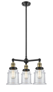 207-BAB-G182 3-Light 18" Black Antique Brass Chandelier - Clear Canton Glass - LED Bulb - Dimmensions: 18 x 18 x 13<br>Minimum Height : 22.375<br>Maximum Height : 46.375 - Sloped Ceiling Compatible: Yes