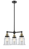 207-BAB-G182 3-Light 18" Black Antique Brass Chandelier - Clear Canton Glass - LED Bulb - Dimmensions: 18 x 18 x 13<br>Minimum Height : 22.375<br>Maximum Height : 46.375 - Sloped Ceiling Compatible: Yes